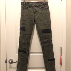 Blank NYC camo faux leather inset jeans